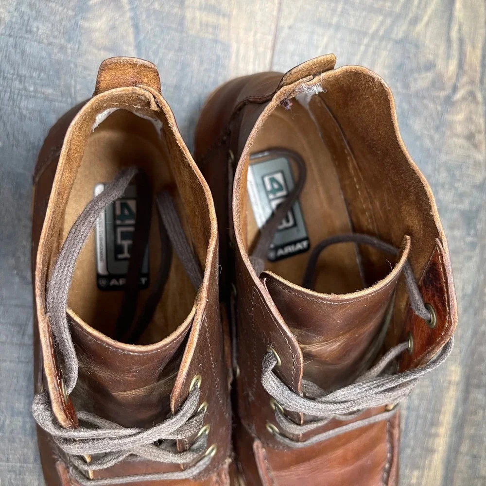 Ariat Holbrook‎ Leather Chukka Boots Shoes Kids Boys Size 2.5 Brown Moc Toe